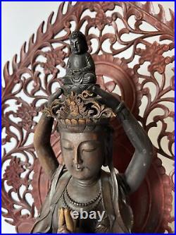 Antique 19th century Buddha Carving Wood Sculpture Temple art old fine Chinese