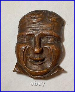 Antique 19th century carved wood architectural salvage Victorian face sculpture