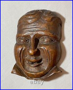 Antique 19th century carved wood architectural salvage Victorian face sculpture