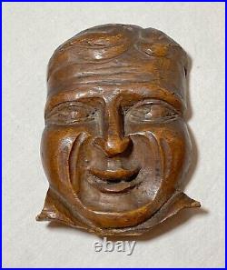 Antique 19th century carved wood architectural salvage Victorian face sculpture