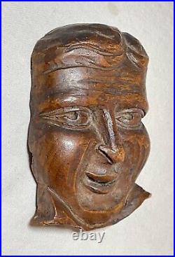 Antique 19th century carved wood architectural salvage Victorian face sculpture