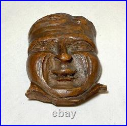 Antique 19th century carved wood architectural salvage Victorian face sculpture