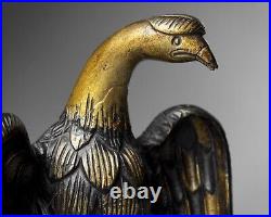 Antique 19th century carved wood parcel gilt eagle statue