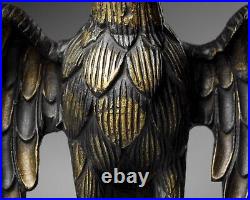 Antique 19th century carved wood parcel gilt eagle statue