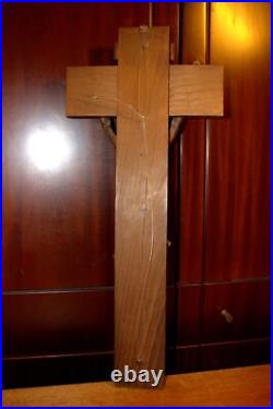 Antique 23 Hand Carved Wood Carving Jesus Wall Crucifix Cross Sculpture Figure Antique 23 Hand Carved Wood Carving Jesus Wall Crucifix Cross Sculpture Figure