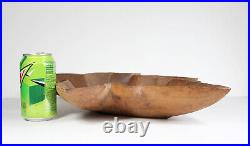 Antique ANDRE DUBE MAPLE LEAF BOWL Quebec Hand Carved Folkart Wood Sculpture