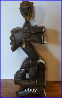Antique African Bambara Tribe Fertility Statue Mali hand carved Authentic 21 in