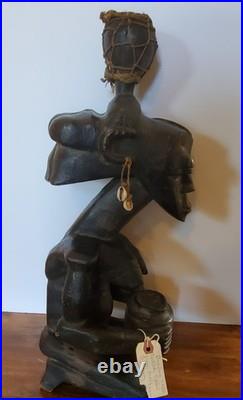 Antique African Bambara Tribe Fertility Statue Mali hand carved Authentic 21 in