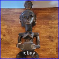 Antique African Bambara Tribe Fertility Statue Mali hand carved Authentic 21 in