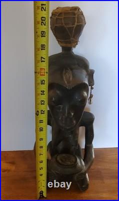 Antique African Bambara Tribe Fertility Statue Mali hand carved Authentic 21 in