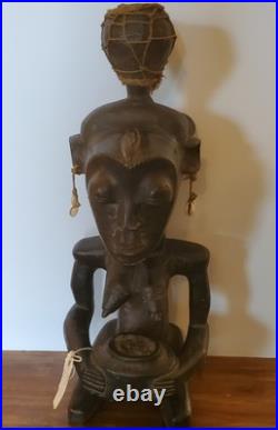 Antique African Bambara Tribe Fertility Statue Mali hand carved Authentic 21 in