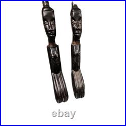 Antique African Ebony Carved/Painted Tribal Warrior Couple Figurines Sculptures Antique African Ebony Carved/Painted Tribal Warrior Couple Figurines Sculptures