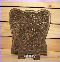 Antique African hand carving wood wall hanging plaque landscape