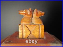 Antique American Folk Art Wood Tobacco Rack Cat Fox Dog Horse Sailor Eagle Ia
