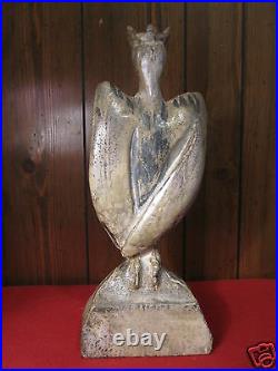 Antique American Large Folk Art Wood Carved Crowned Bird Eagle Original Paint