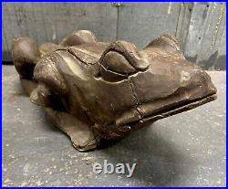 Antique American Monumental Sculpture Carved Wood Frog Outstanding Powerful