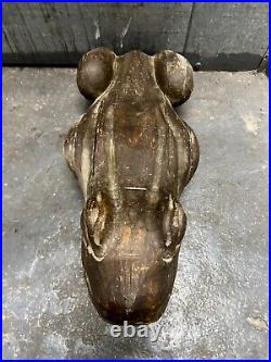 Antique American Monumental Sculpture Carved Wood Frog Outstanding Powerful