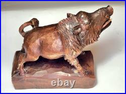 Antique Anton Fischer Oberammergau Blackforest Germany Wood Wild Boar Sculpture