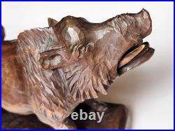 Antique Anton Fischer Oberammergau Blackforest Germany Wood Wild Boar Sculpture