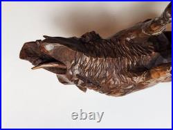 Antique Anton Fischer Oberammergau Blackforest Germany Wood Wild Boar Sculpture