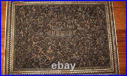 Antique Asian Anglo Indian Carved Book Cover Inlaid Oriental