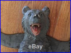 Antique BLACK FOREST BEAR CARVING CARVED WOOD PUPPET WALL ART SCULPTURE