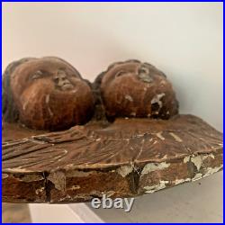 Antique Baroque Carved Wood Sculpture of Two Cherubs Spain