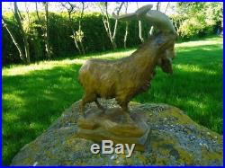 Antique Black Forest Carved Wood Sculpture Billy Goat-ibex-gothik-stone Goat