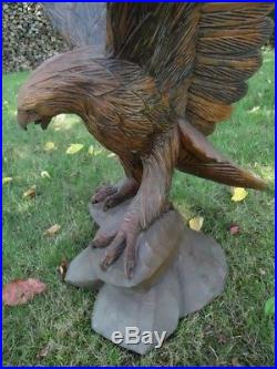 Antique Black Forest Carved Wood Sculpture Of A Eagle-wood Carving-wood Figure