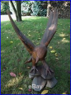 Antique Black Forest Carved Wood Sculpture Of A Eagle-wood Carving-wood Figure