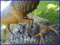 Antique Black Forest Carved Wood Sculpture Red Deer-red Stag-antlers-deer-rare