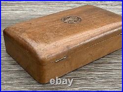 Antique Box Lloyds Bank 1677 Horse Carving Superb Wood Made With Key & Lock