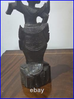 Antique Burmese Nat Dancer Pair Wood Carving Mandalay 19th/20th C 11 Tall