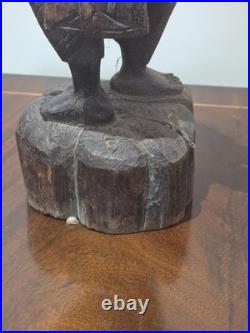 Antique Burmese Nat Dancer Pair Wood Carving Mandalay 19th/20th C 11 Tall