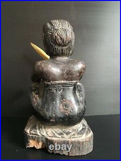Antique Burmese wood carved Nat figure of lady