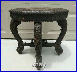 Antique Carved Table Hindu Narasimha Cobra Burmese Anglo Indian style