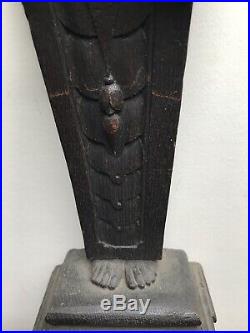Antique Carved Wood Architectural Pilaster sculpture statue Classical Figure 2/3