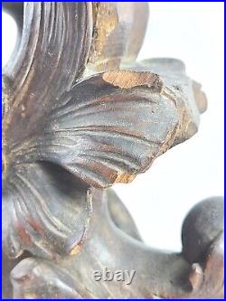 Antique Carved Wood Gothic Sculpture Winged Cherub Griffin Mythological Beast