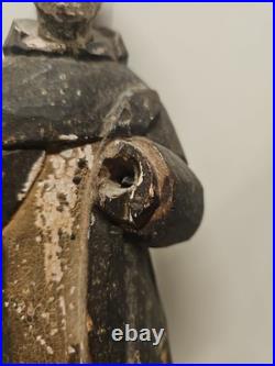 Antique Carved Wood St Anthony Santo Figure Globe Base Spanish Colonial Friar