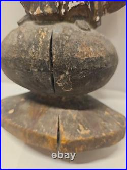 Antique Carved Wood St Anthony Santo Figure Globe Base Spanish Colonial Friar