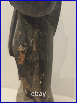 Antique Carved Wood St Anthony Santo Figure Globe Base Spanish Colonial Friar