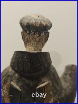 Antique Carved Wood St Anthony Santo Figure Globe Base Spanish Colonial Friar