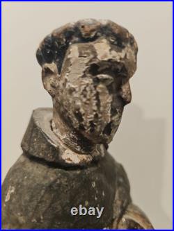 Antique Carved Wood St Anthony Santo Figure Globe Base Spanish Colonial Friar