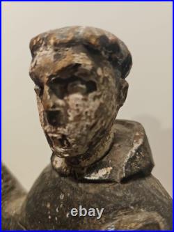 Antique Carved Wood St Anthony Santo Figure Globe Base Spanish Colonial Friar