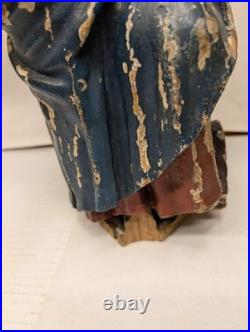 Antique Carved Wooden Statue Man Reading Book 19 1/2 Tall Unmarked Maker