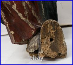 Antique Carved Wooden Statue Man Reading Book 19 1/2 Tall Unmarked Maker