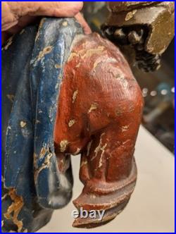Antique Carved Wooden Statue Man Reading Book 19 1/2 Tall Unmarked Maker