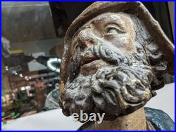 Antique Carved Wooden Statue Man Reading Book 19 1/2 Tall Unmarked Maker