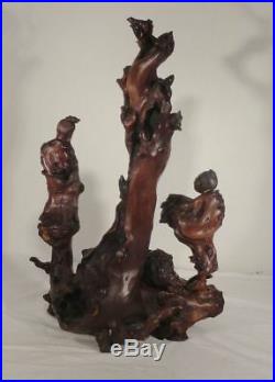 Antique Chinese Carved Hardwood Huali Root Wood Rootwood Figures