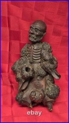 Antique Chinese Root Wood Carving Old Man Scholar Figure